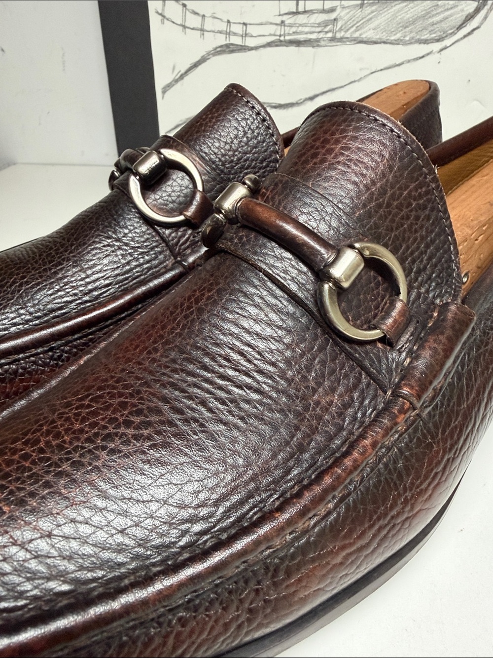 Magnanni Blas III Men's Brown Leather Moc Toe Bit Loafers Size US 9.5 - Picture 11 of 16